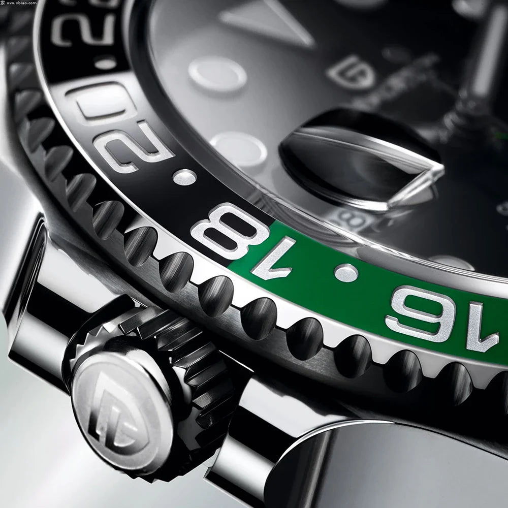 Pagani GMT Automatique Black green cuir