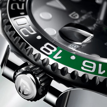 Pagani GMT Automatique Black green cuir